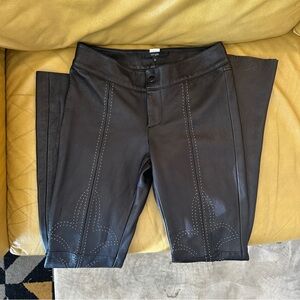 Vintage 100% genuine Black Leather Pants with Stitch Detailing